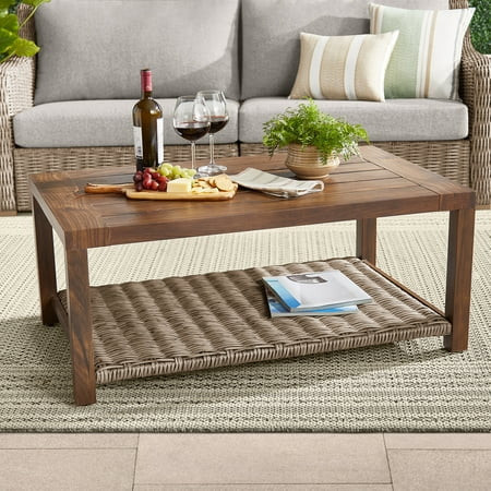 Better Homes & Gardens Bellamy Outdoor 1pc Patio Coffee Table, Gray Wicker | Walmart (US)