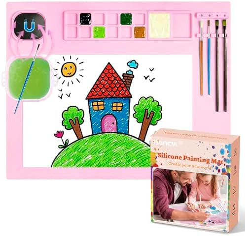 Silicone Painting Mat, Art Mat with Cup, Craft Paint Brush Cleaner Tool, Artist for Kids Gift Cla... | Amazon (US)