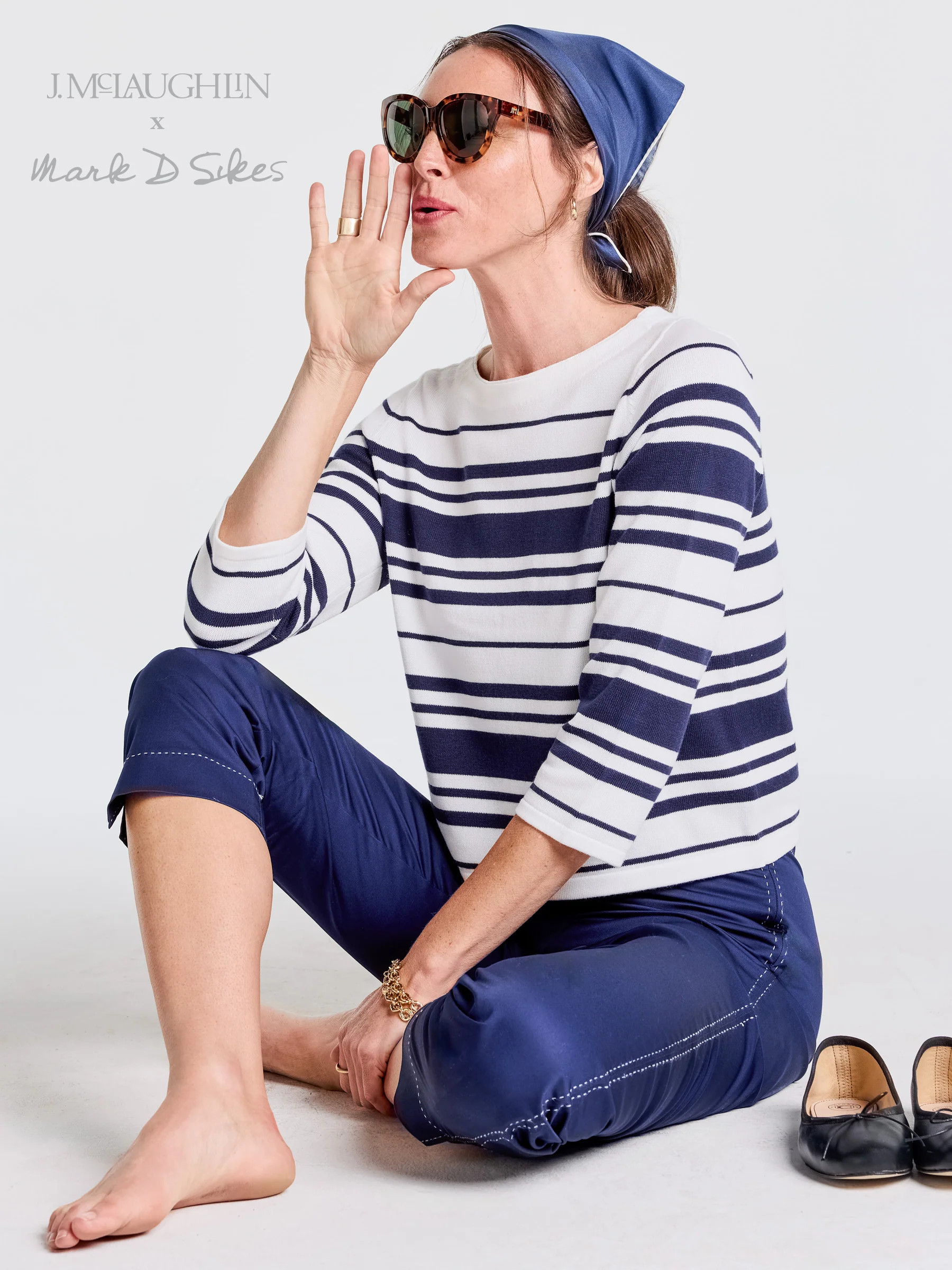 White/Navy Mariner Stripe Ali Sweater | Women's Sweaters | J.McLaughlin | J.McLaughlin