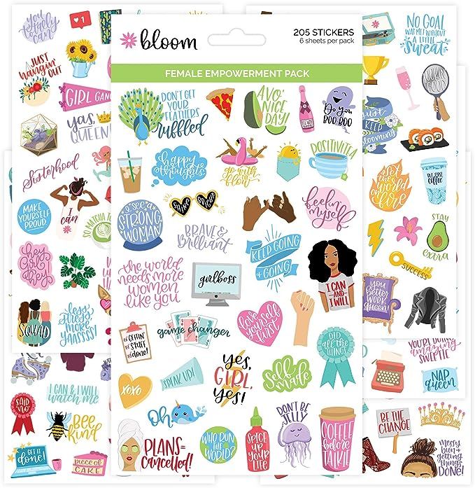 bloom daily planners Female Empowerment Planner Stickers - Variety Pack - 6 Sheets / 250+ Girl Po... | Amazon (US)