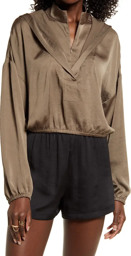 SATIN HOODED PULL-OVER JACKET | Nordstrom