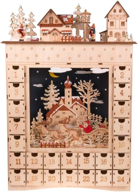 Clever Creations Wooden Christmas Advent Calendar, Countdown to Christmas, LED Holiday Decoration... | Amazon (US)