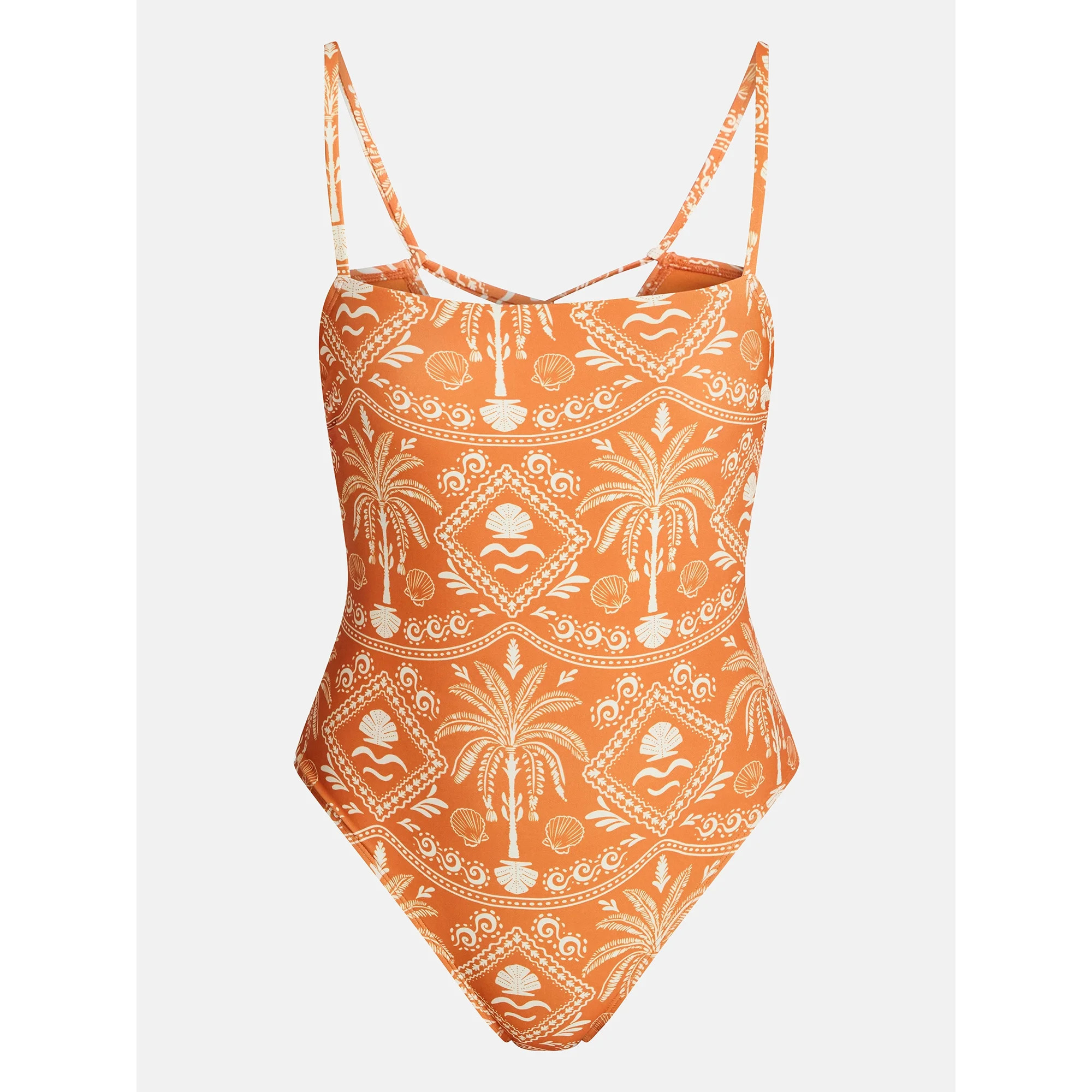 Time and Tru Women's and Women's Plus Lace Up One Piece Swimsuit, Sizes XS-3X | Walmart (US)