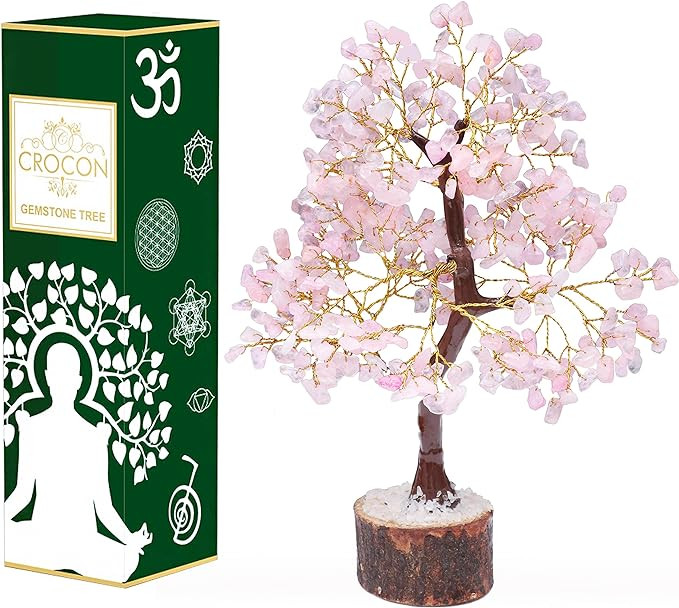 Rose Quartz Gemstone Tree - Crystal for Positive Energy, Handmade Chakra Tree, Feng Shui Figurine... | Amazon (US)