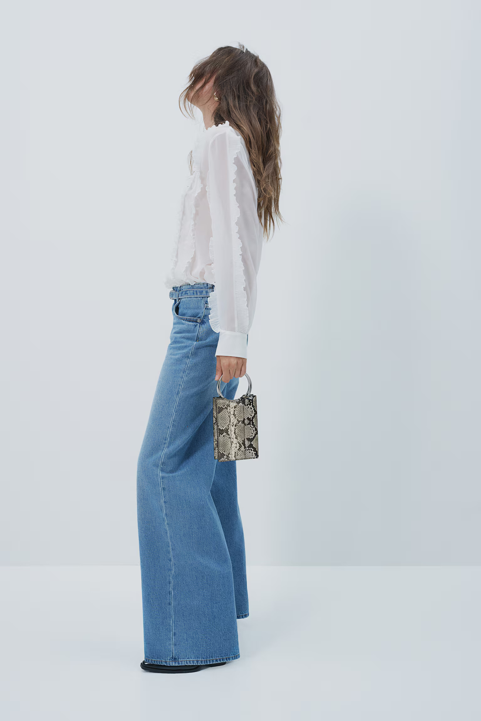 Wide-Leg Belted Jeans - Light denim blue - Ladies | H&M US | H&M (US + CA)