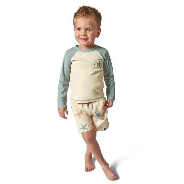 Modern Moments by Gerber Toddler Boy Long Sleeve Rashguard and Short Set, 2-Piece, Sizes 0/3M - 5... | Walmart (US)