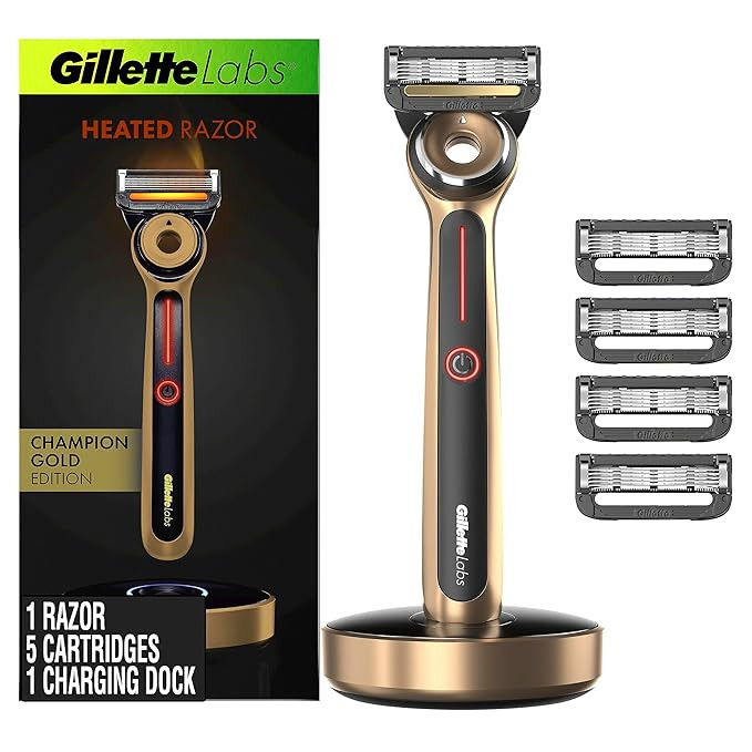 Gillette Labs Heated Razor Gold Edition - 1 Handle, 5 Blade Refills, 1 Charging Dock | Amazon (US)