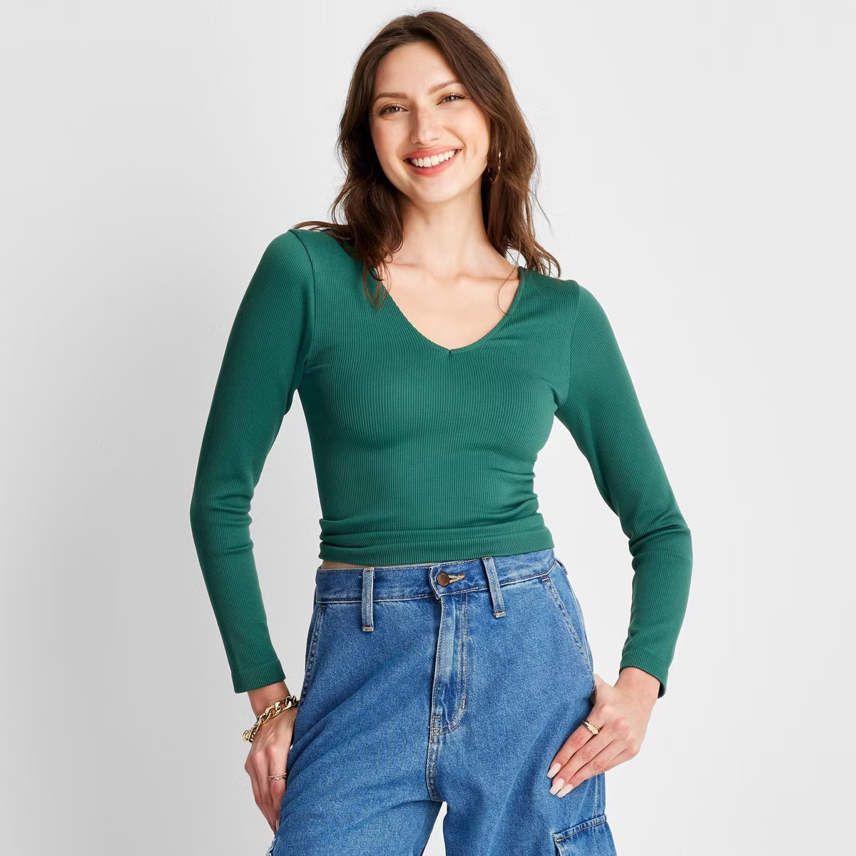 Women's Long Sleeve Slim Fit Reversible Seamless T-Shirt - A New Day™ | Target