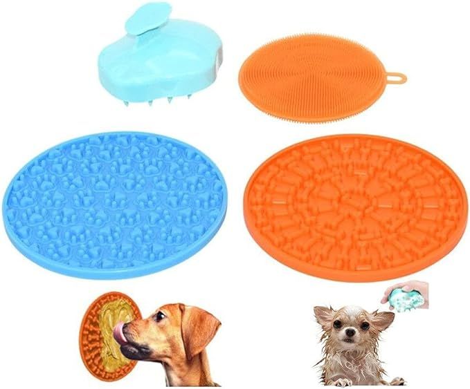 Amazon.com: Food Grade Silicone Pet Bath Calming kit 2 Dog Lick pads w.suction cups for grooming ... | Amazon (US)