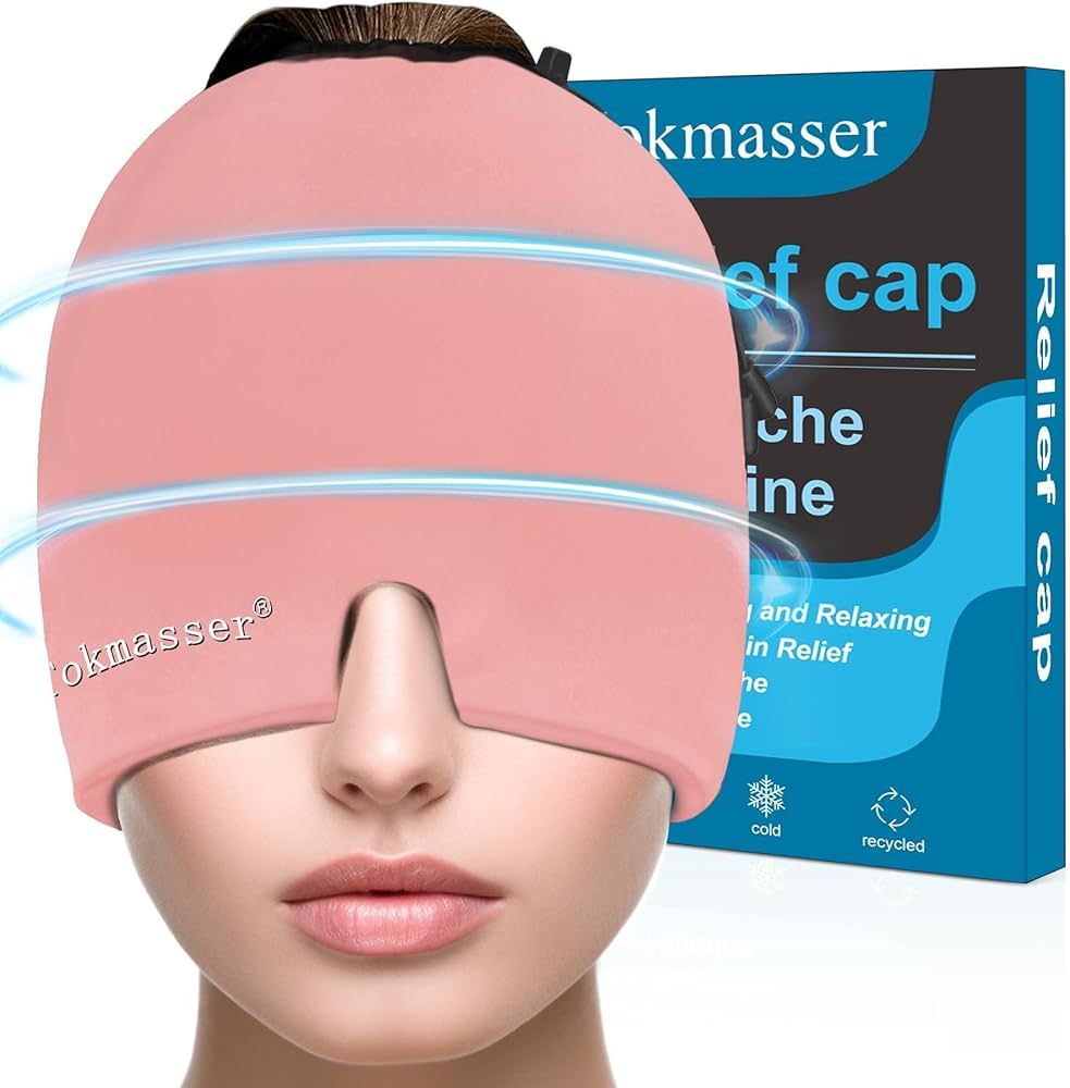 Migraine Headache Relief Cap, Gel Ice Head Wrap, Hot and Cold Therapy, Headache Eyes Mask for Sin... | Amazon (US)