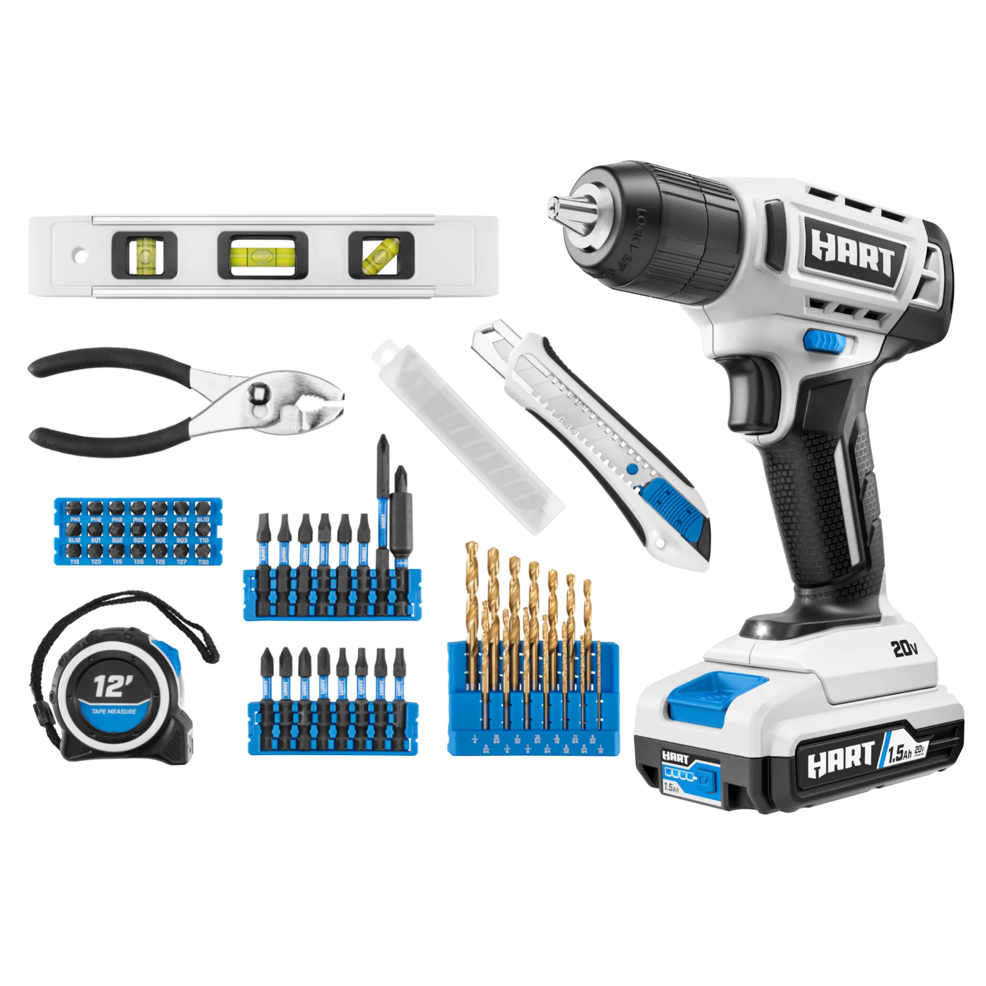 HART 20W, 20V, 1.5 Amps Lithium-Ion Power Tool Set 1.5Ah, 58 Pieces | Walmart (US)