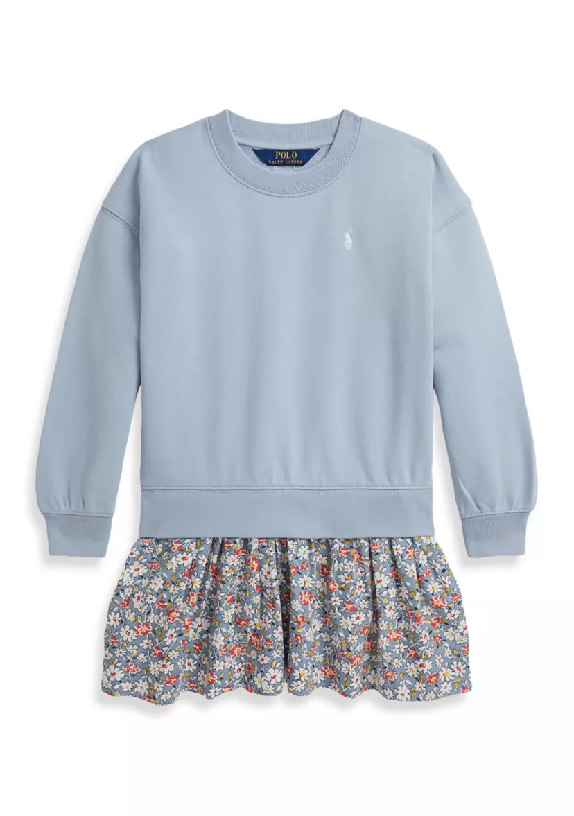 Girls 2-6x Floral-Skirt French Terry Dress | Belk