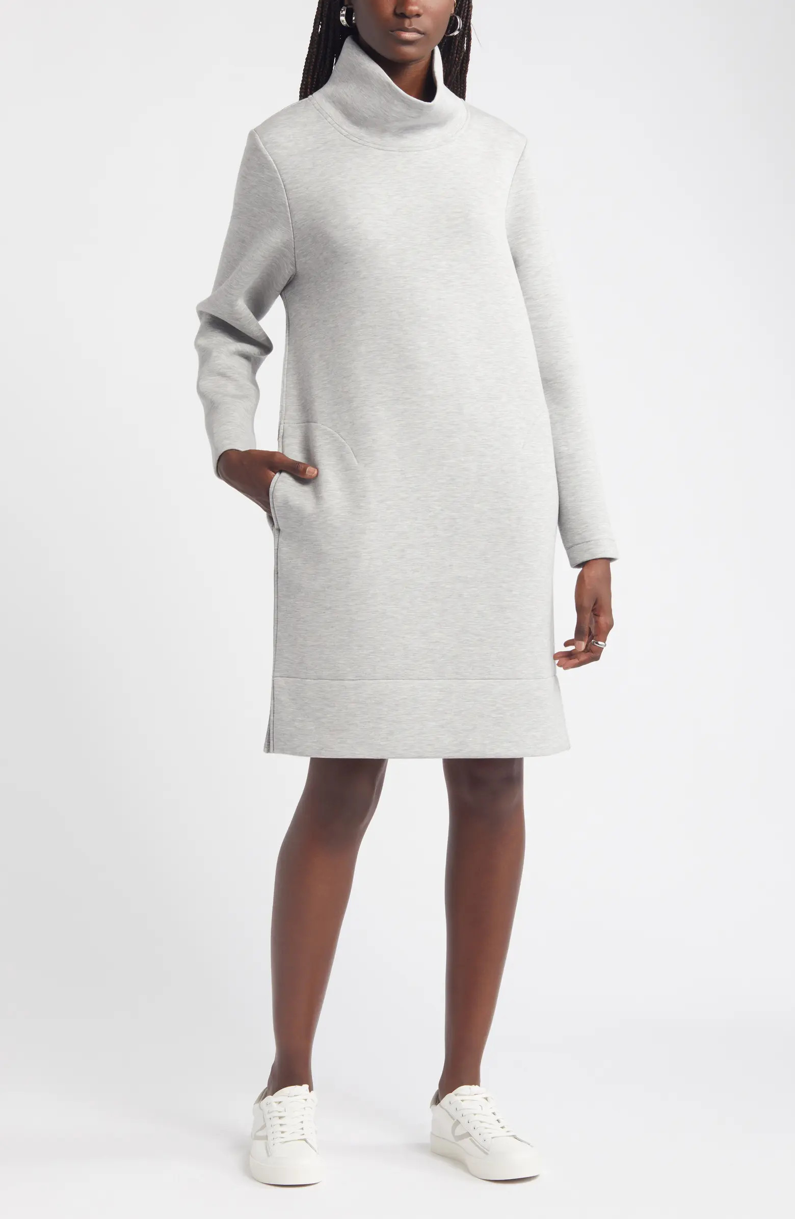 Turtleneck Long Sleeve Scuba Knit Dress | Nordstrom