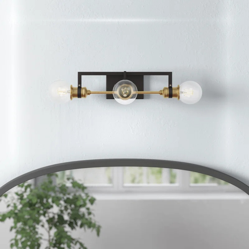 3-Light Dimmable Warm Brass / Black Bath Bar | Wayfair North America