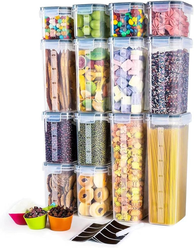 Airtight Food Storage Containers with Lids, Clear Pantry Canister Set for Kitchen Organization, S... | Amazon (US)