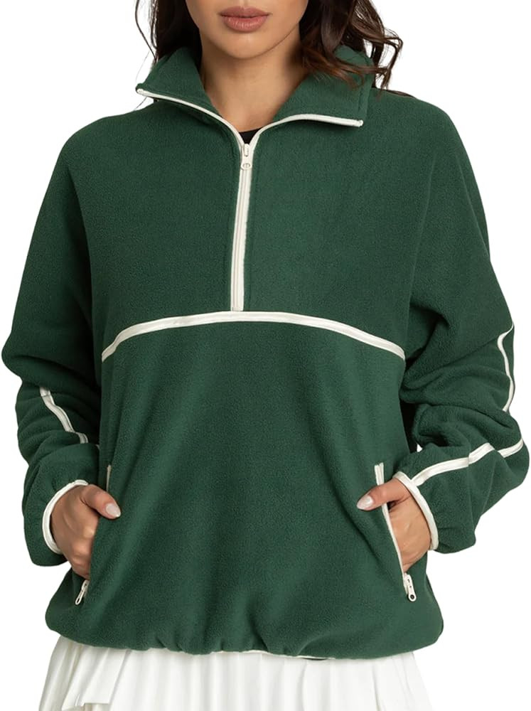 ZIZERY Half Zip Sweatshirt Women Fleece Pullover Lightweight Oversized V Neck Fuzzy Winter Coats ... | Amazon (US)
