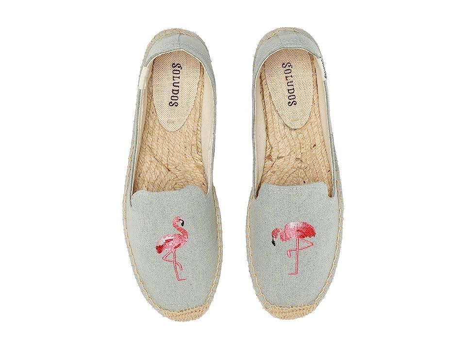 Soludos Smoking Slipper Embroidery (Flamingo Chambray) Women's Slippers | Zappos