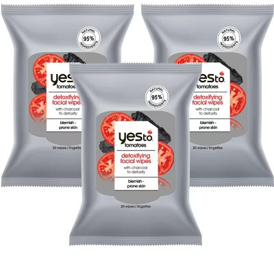 Yes To Face Wipes – Charcoal Facial Cleansing Wipes for Men & Women | Makeup Remover & Deep Cleanser | Tomatoes & Charcoal | Target