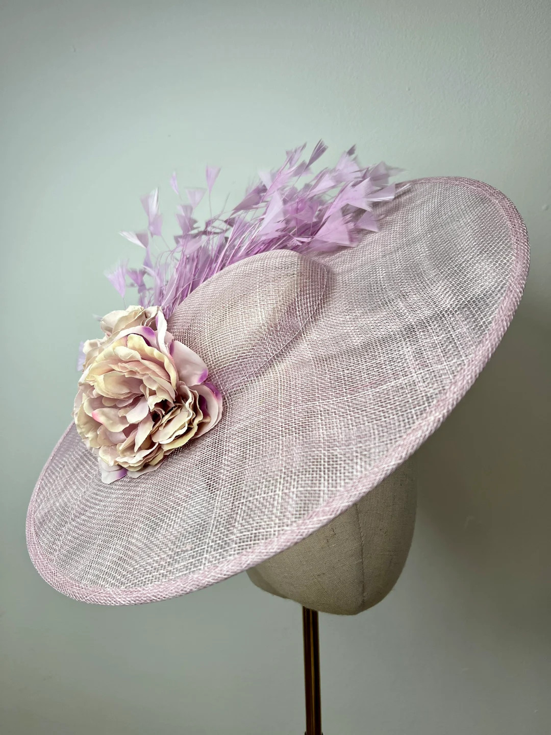 Lilac Purple Sinamay Fascinator, Feathers & Peony, Statement Fascinator, Wedding Fascinator, Race... | Etsy (UK)