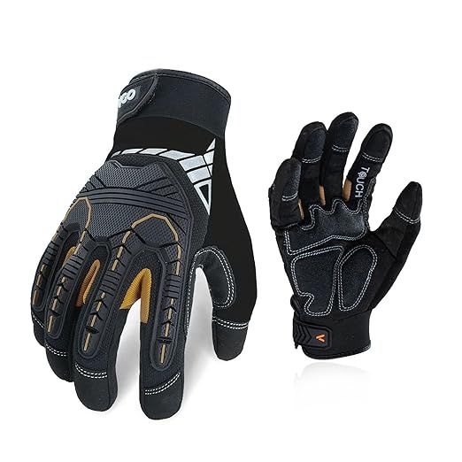 Vgo... 1-Pair Heavy-Duty Synthetic Leather Work Gloves, Impact Protection Mechanic Gloves, Rigger... | Amazon (US)