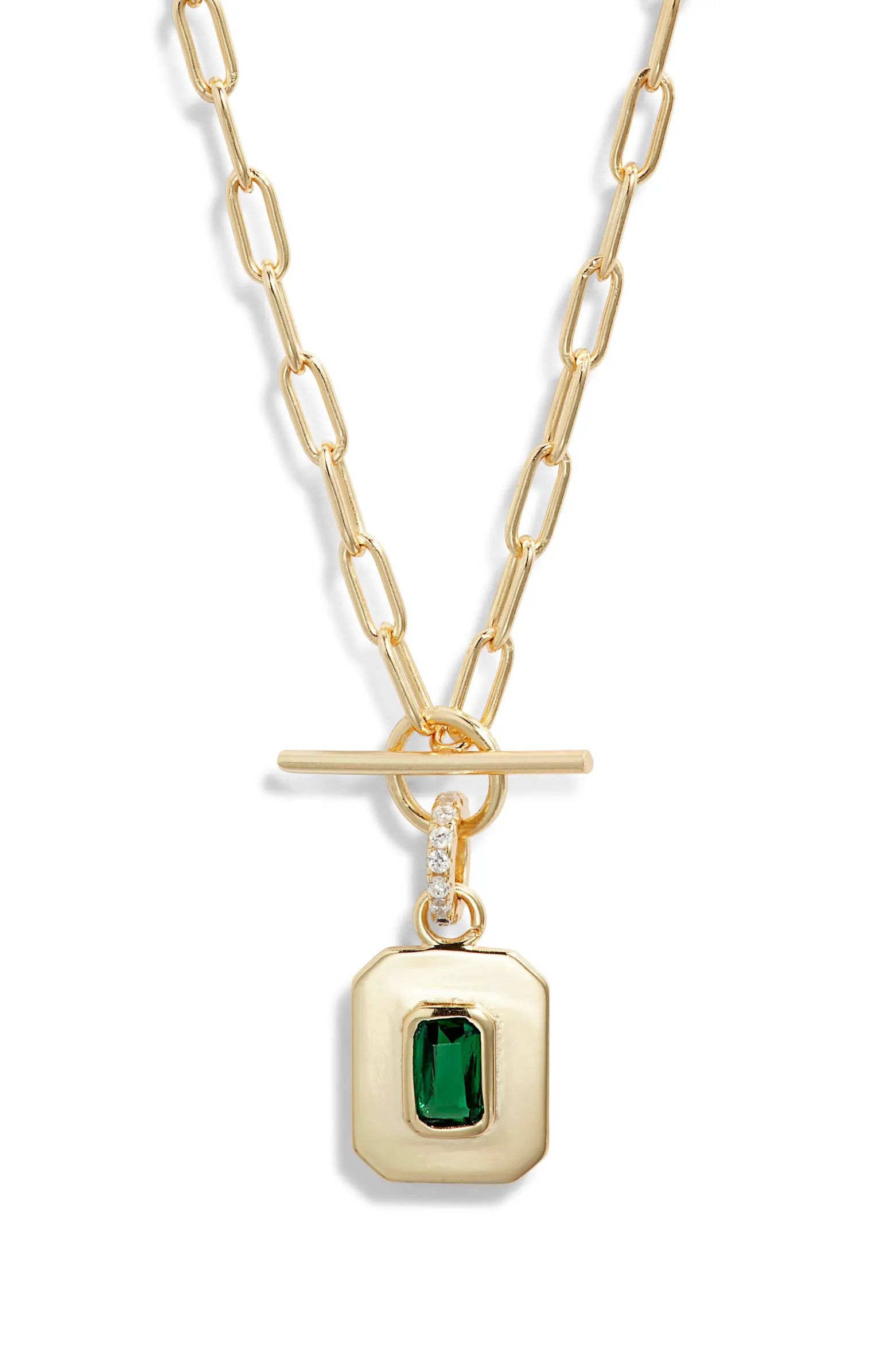 Green Cubic Zirconia Toggle Pendant Necklace | Nordstrom