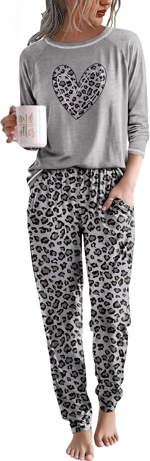 Ekouaer Women Pajama Sets Jogger Sleepwear Printed Lounge Set with Pockets | Amazon (US)