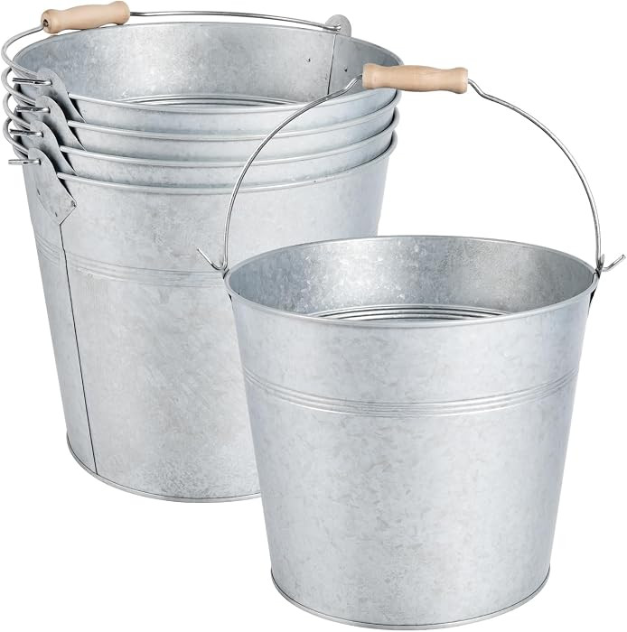 OBTANIM 4 Pack 8 Quart Galvanized Metal Buckets Champagne Drink Cooler Storage Ice Pails with Han... | Amazon (US)