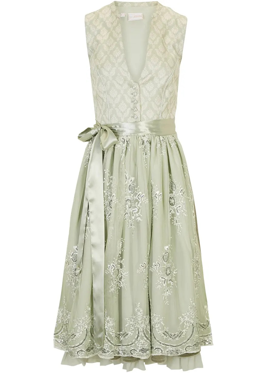 Hochwertiges Dirndl aus edlem Jacquard mit dekorativer Knopfleiste und h\u00fcbscher Stickerei | Bonprix DE