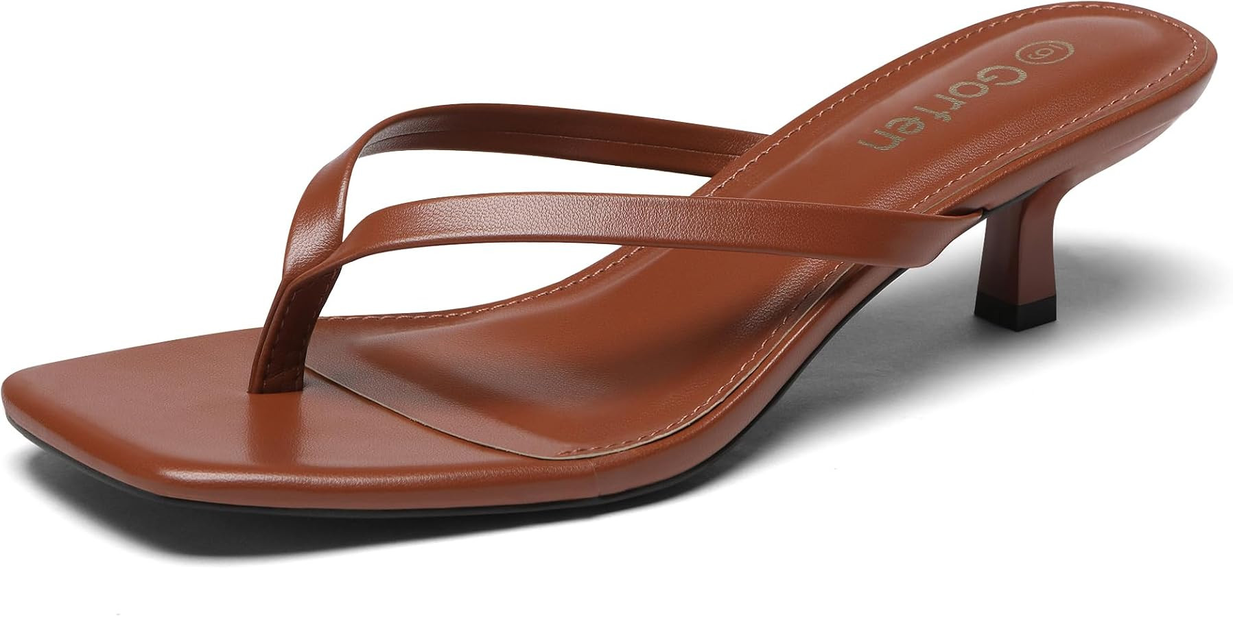 Women's Kitten Heel Sandals Square Toe Slip on Flip Flop Heels 2 Inch Thong Sandals Party Dress H... | Amazon (US)
