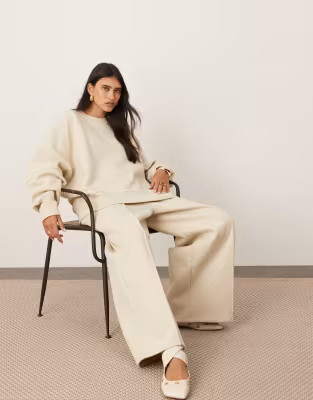 ASOS EDITION premium heavy weight sweatshirt with seam detailing in oat | ASOS (Global)