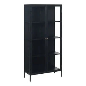 Unique Furniture 75" Metal and Glass Cabinet in Black | Cymax