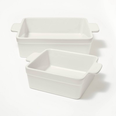2pc Stoneware Square Baking Dish Set Cream - Figmint™ | Target