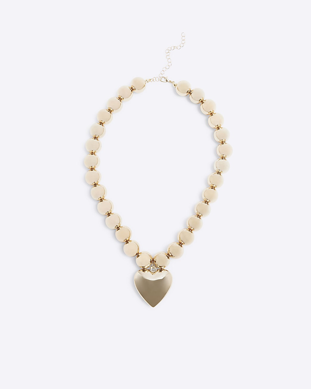 Gold Plated Beaded Heart Collar Necklace | River Island (UK & IE)