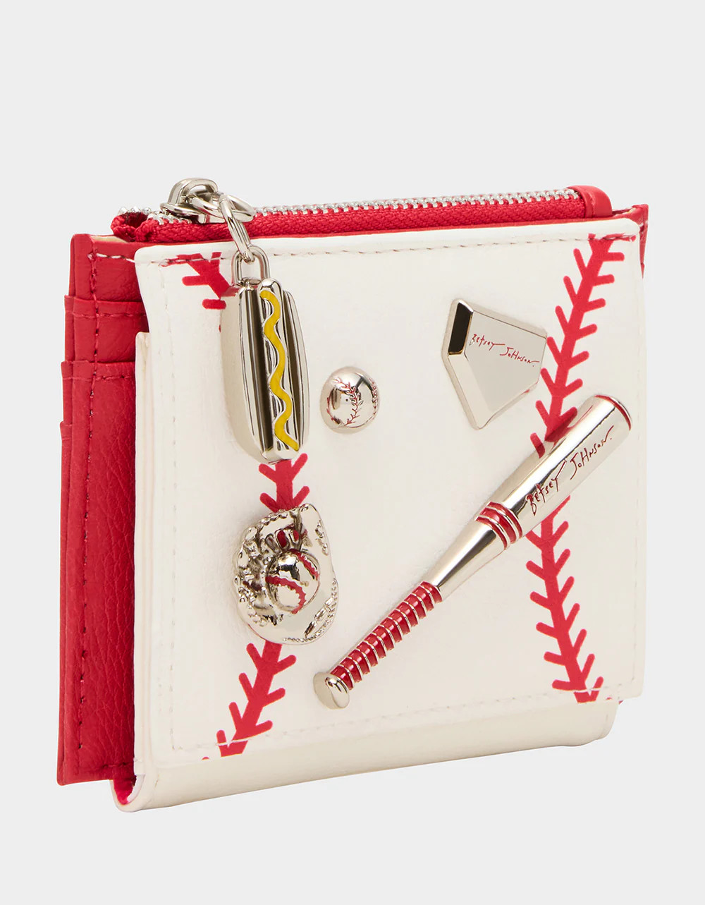 PLAYING THE FIELD WALLET CREAM Bifold Baseball Women's Wallet | Betsey Johnson