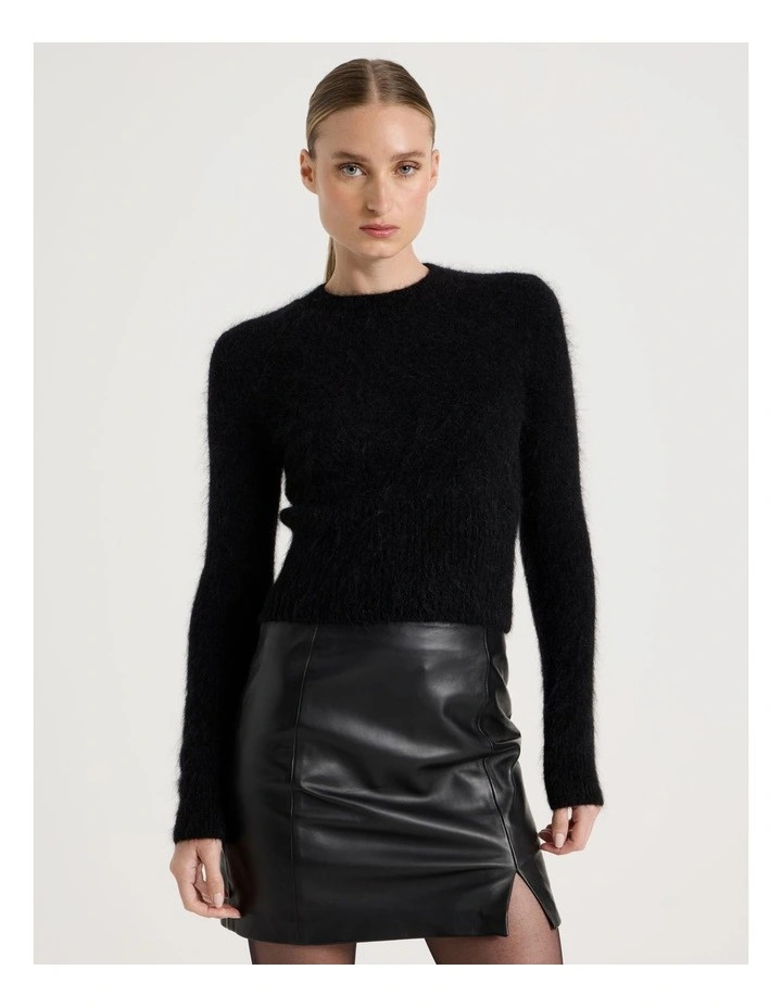 BlaqWool Mohair Blend Fluffy Knit Jumper in Black | Myer