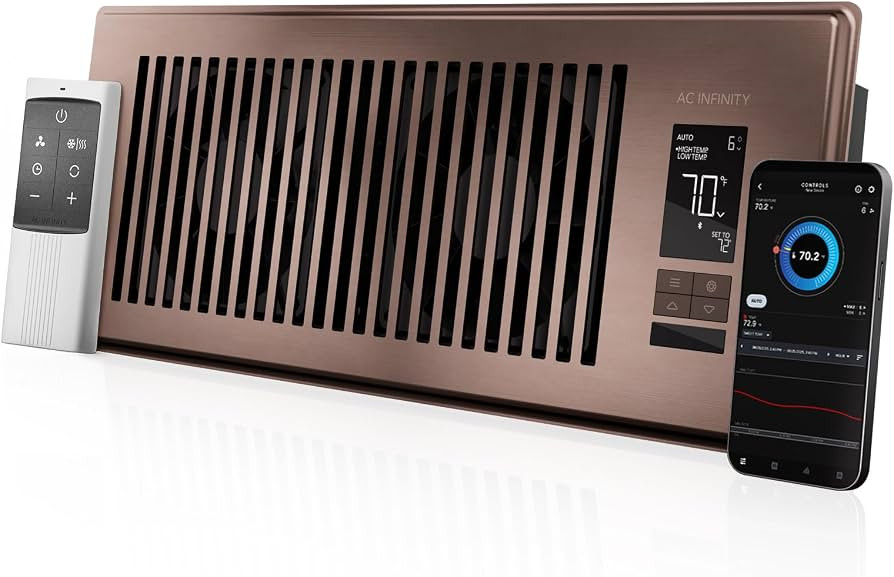 AC Infinity AIRTAP T4 Bronze, Register Booster Fan for 4\u201d x 12\u201d Vents, Thermostat Contr... | Amazon (US)