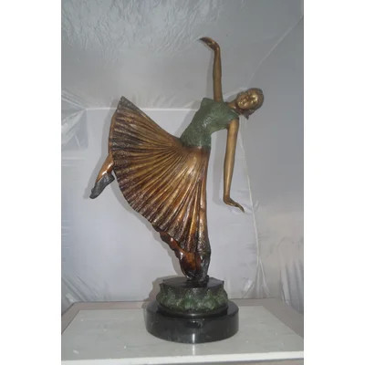 Beautiful Dancer Performing Bronze Statue - Size: 27"L x 12"W x 48"H. | Wayfair North America