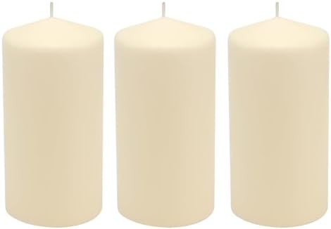 Stonebriar 6 Pack Tall 3 x 6 Inch 65 Hour Long Burning Unscented Ivory Wax Pillar Candles | Amazon (US)