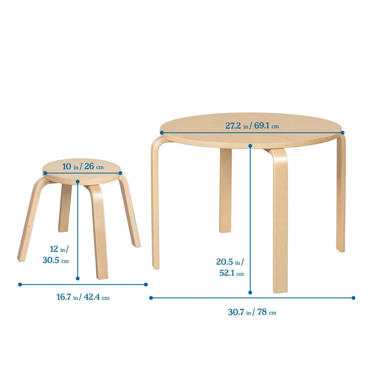 ECR4Kids Round Bentwood Table and Stool Set, Childrens Furniture, 5-Piece | Wayfair North America