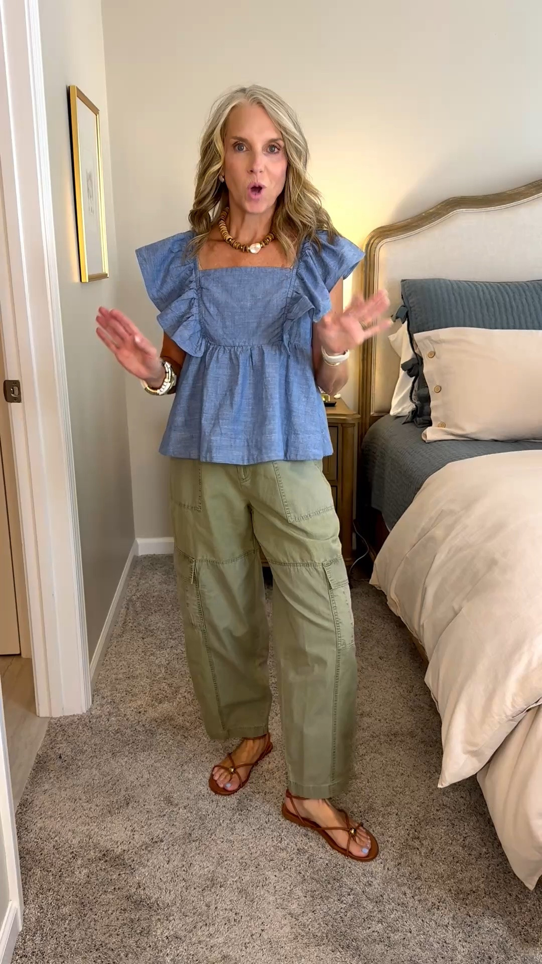 Wearing XS top and 2 pants. Sooo cute. The pants will be great going into fall and the top will be super cute with white anything. 
Use COAST25 on necklace and COAST20 on bracelets

#LTKdayinmylife #LTKootd #LTKOver40