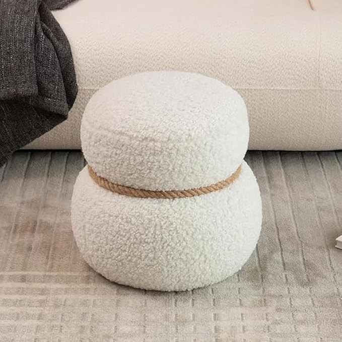 Snowman Footstool Ottoman Teddy Vanity Stool Small Upholstered Boucle Ottoman Shoe Stool Cute Sto... | Amazon (US)