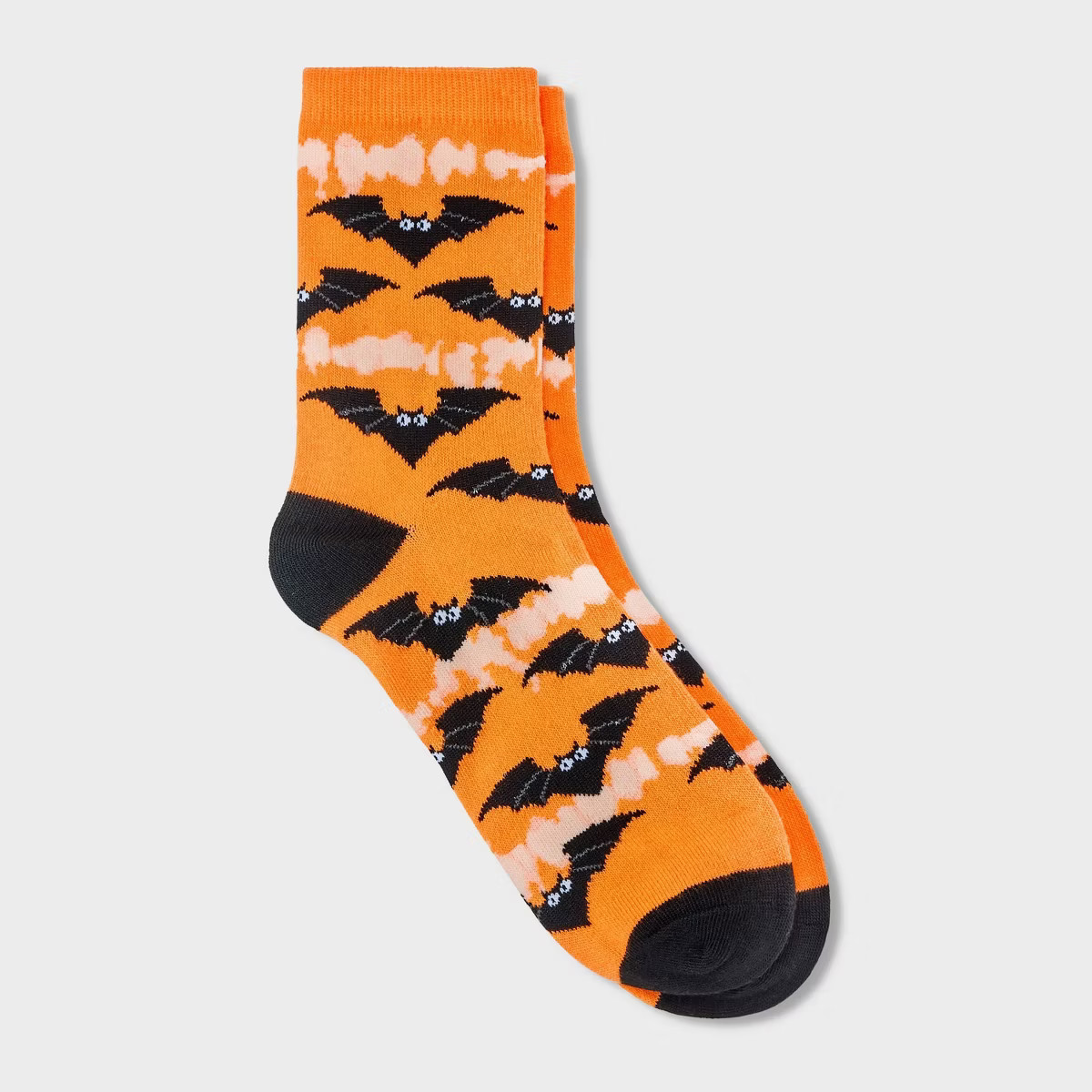 Women's Tie-Dye Bats Halloween Crew Socks - Hyde & EEK! Boutique™ Orange/Black 4-10 | Target