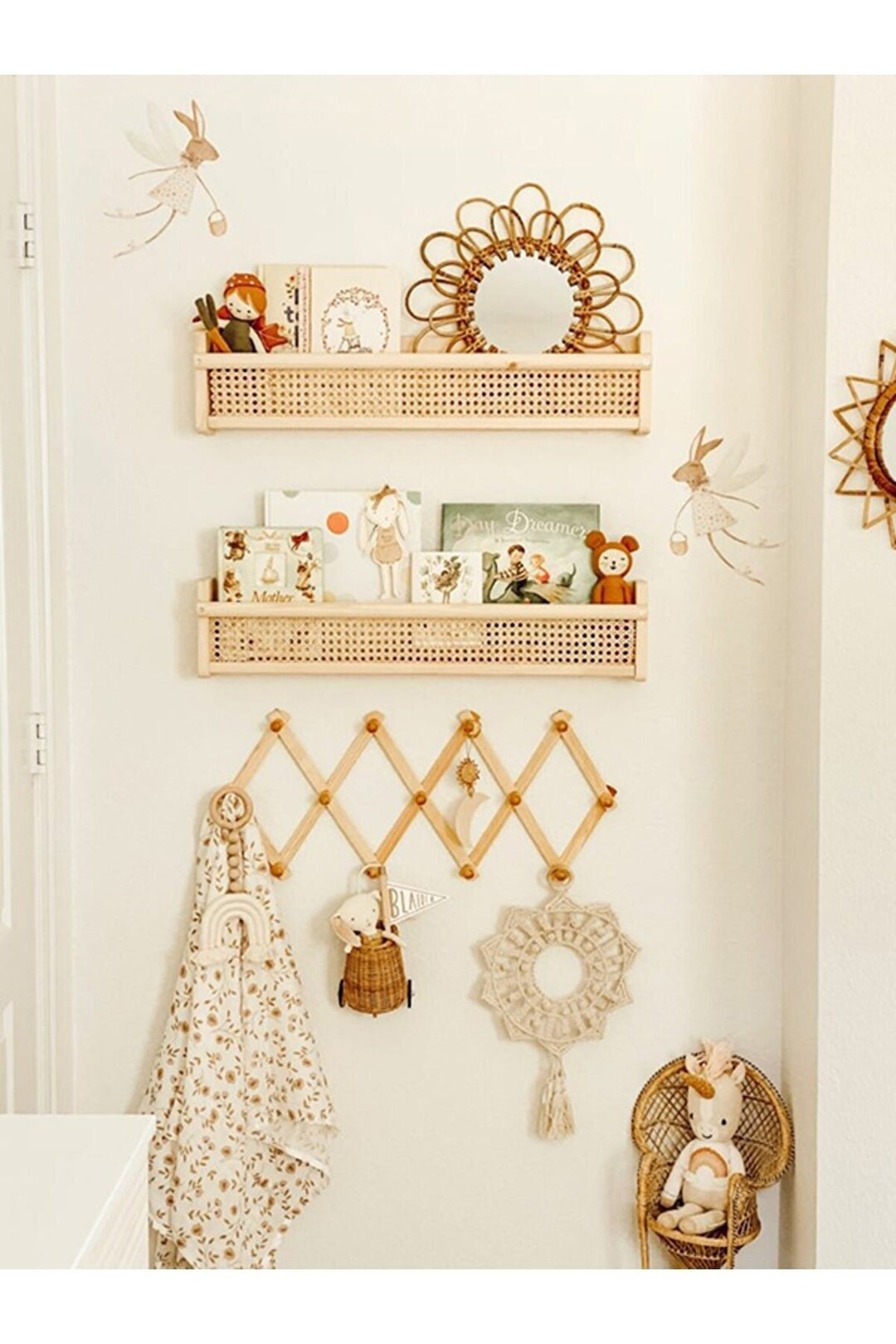 Rattan Shelf, Nursery Bookshelf, Nursery Shelves, Nursery Shelf, Bookshelves, Kid's Bookshelf, Nu... | Etsy (US)