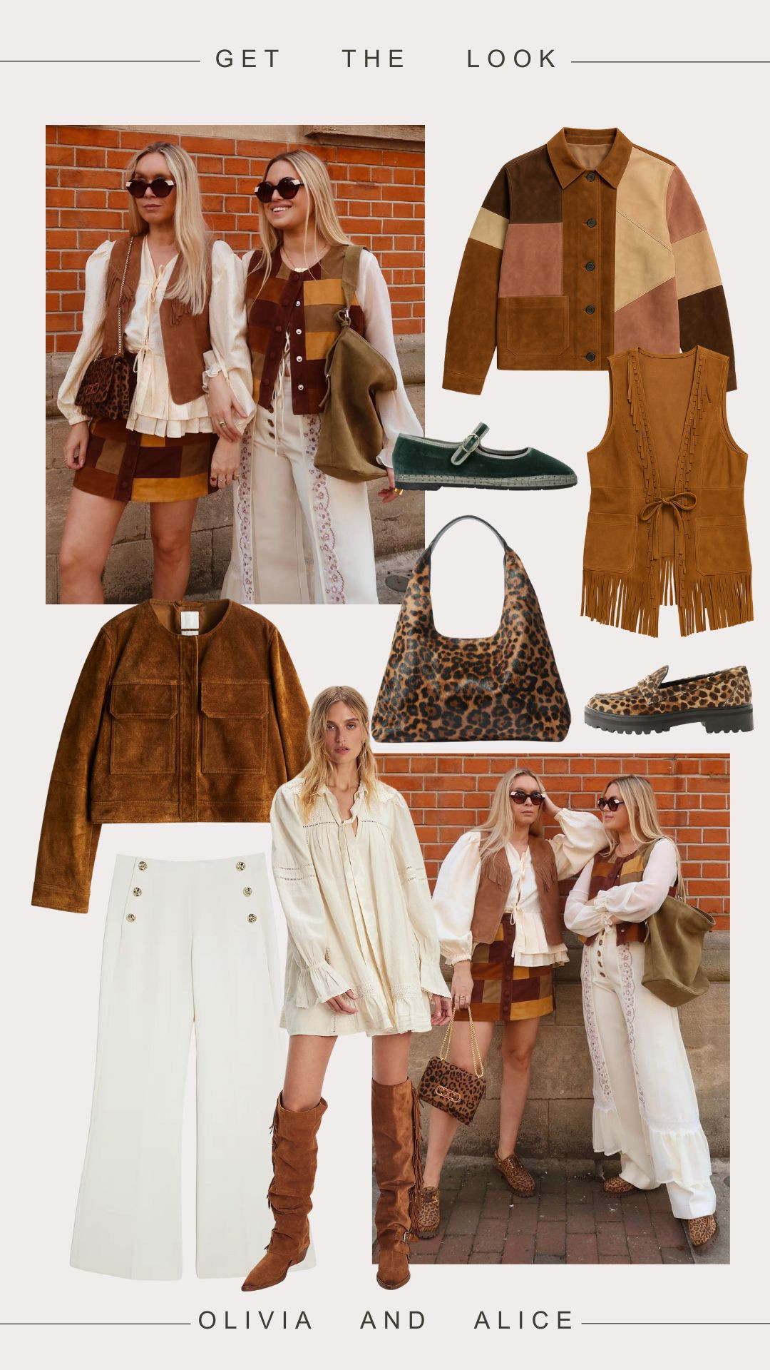 Get The Look: 70's Suede 🤎

Patchwork, suede jacket, autumn outfit, high waisted white trousers, leopard print, tote bag, suede bag, waistcoat, western, vintage 

 #LTKuk #LTKsummer #LTKautumn