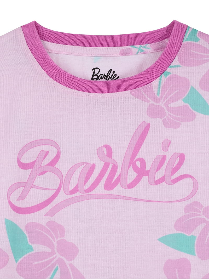 Barbie Girls Short Sleeve Sleep Top and Shorts Pajama Set, 2-Piece, Sizes 4-16 | Walmart (US)