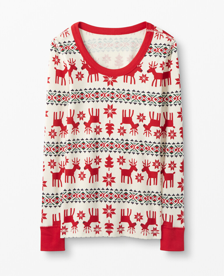 Women's Holiday Print Long John Pajama Top | Hanna Andersson