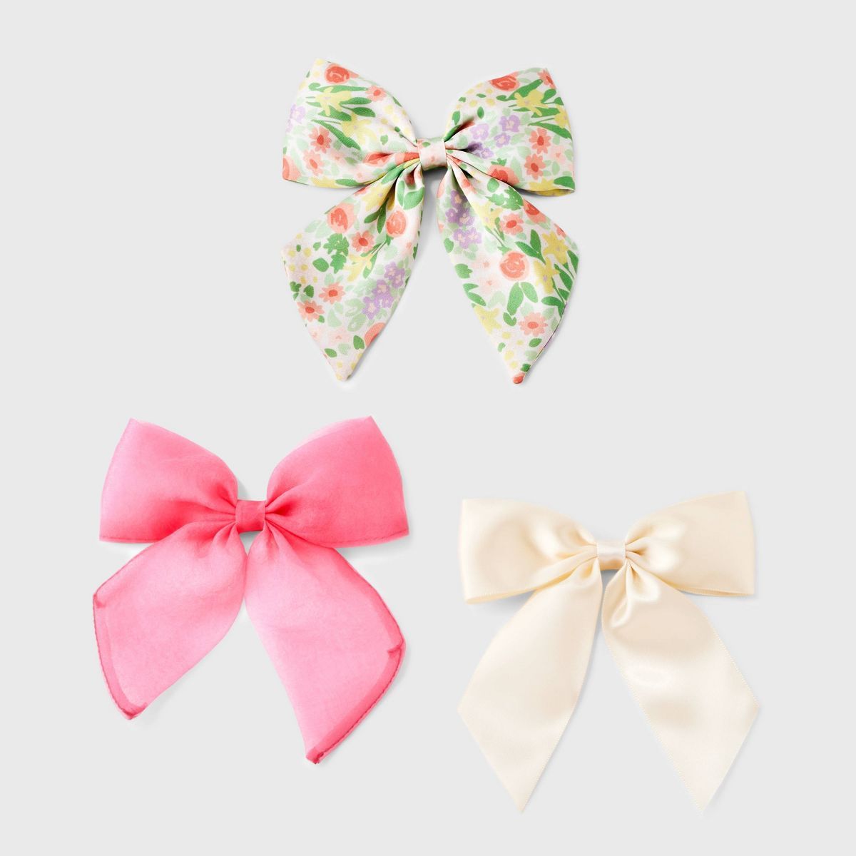 Girls' 3pk Pink and Floral Bow Hair Clips - Cat & Jack™ | Target