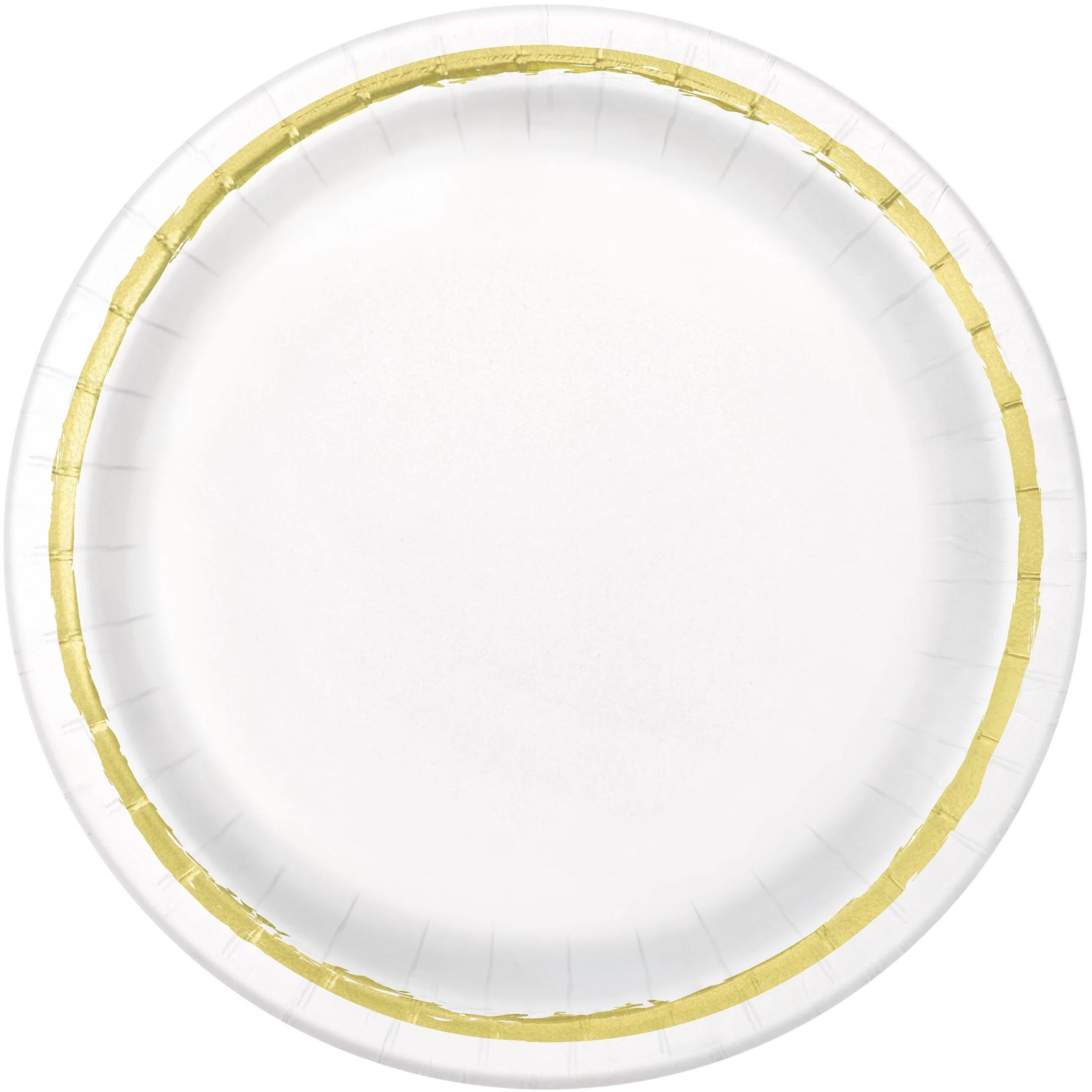 Way to Celebrate! Gold Painted Stripes Paper Dinner Plates, 9in, 8ct | Walmart (US)