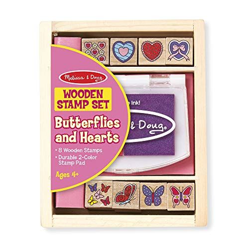 Melissa & Doug Butterfly and Heart Wooden Stamp Set: 8 Stamps and 2-Color Stamp Pad | Amazon (US)