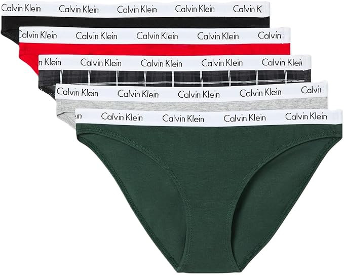 Calvin Klein womens Carousel Logo Cotton Stretch Bikini Panties, 5 Pack | Amazon (US)